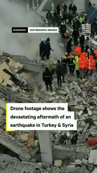 The 7.8-magnitude earthquake that hit Turkey and Syria has left at least 7,000 people dead — drone footage shows the devastating aftermath (warning: distressing)