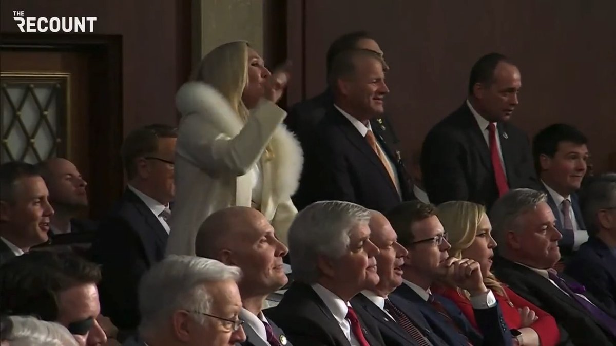 Rep. Marjorie Taylor Greene (R-GA) yells "you lie, you lie" and "liar" after President Biden says Republicans are proposing to sunset Medicare and Social Security.