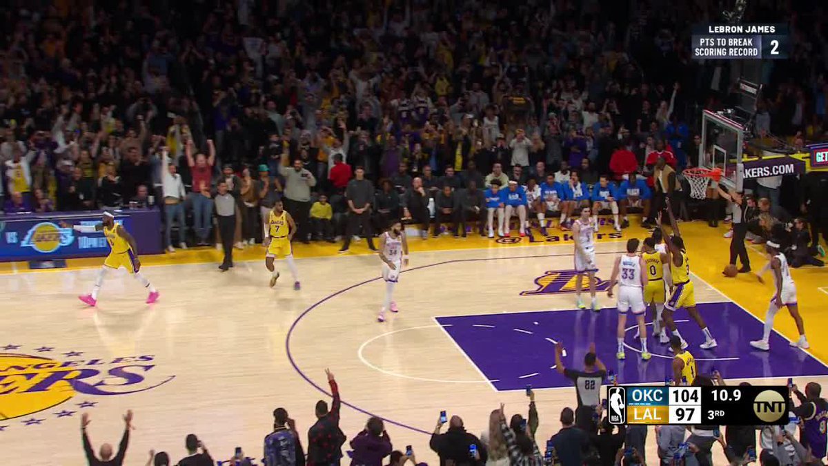 HISTORY. With this bucket, LeBron James moves past Kareem Abdul-Jabbar to become the NBA’s all-time leading scorer!