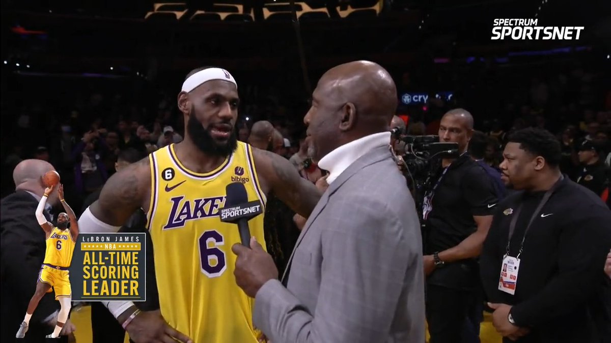 "I've sacrificed a lot... It takes a lot of dedication, a lot of things that you wan't to do that you can't do because you wan't to be as great as you can be. You wan't to be the greatest to ever play the game." LeBron James with James Worthy following his historic night.
