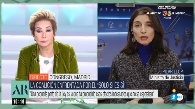 La Ley del 'Solo Sí es Sí' refleja el consentimiento explícito. → Esto facilita la posición de la víctima a lo largo de los procedimientos judiciales. ✅ Esta es la gran novedad de la ley y no se toca en la PPL presentada por el PSOE Congreso. @pilar_llop en El Programa de Ana Rosa