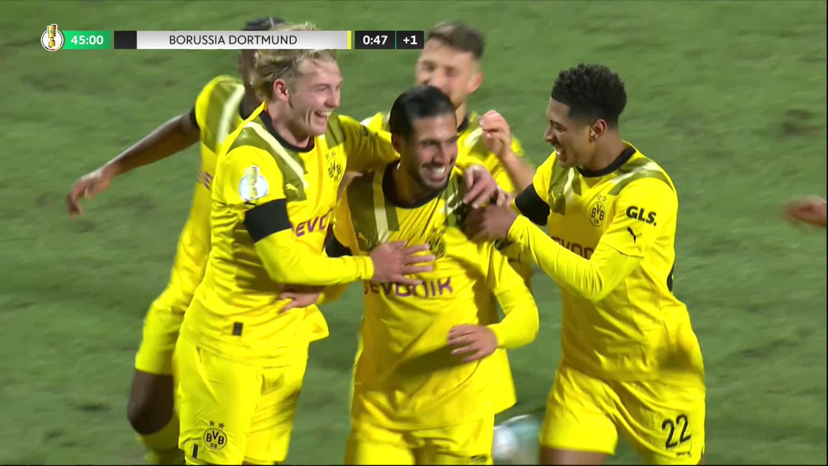 INCREDIBLE! 👏 Emre Can scores from just shy of the halfway line with a volley to help Dortmund to the lead 😱🇩🇪