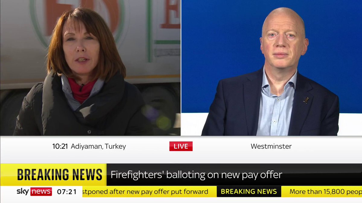 Firefighters to ballot over improved pay offer. "We will not call any strikes while we consult our members" says General Secretary of Fire Brigades Union Matt Wrack. #KayBurley LH