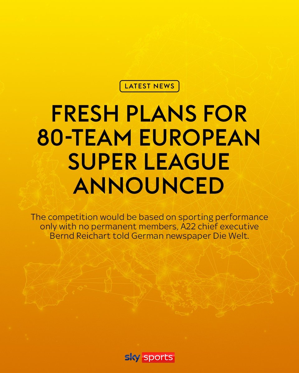 BREAKING: A new-look, open European Super League could contain up to 80 teams in a multi-divisional format, the competition's chief executive has said.