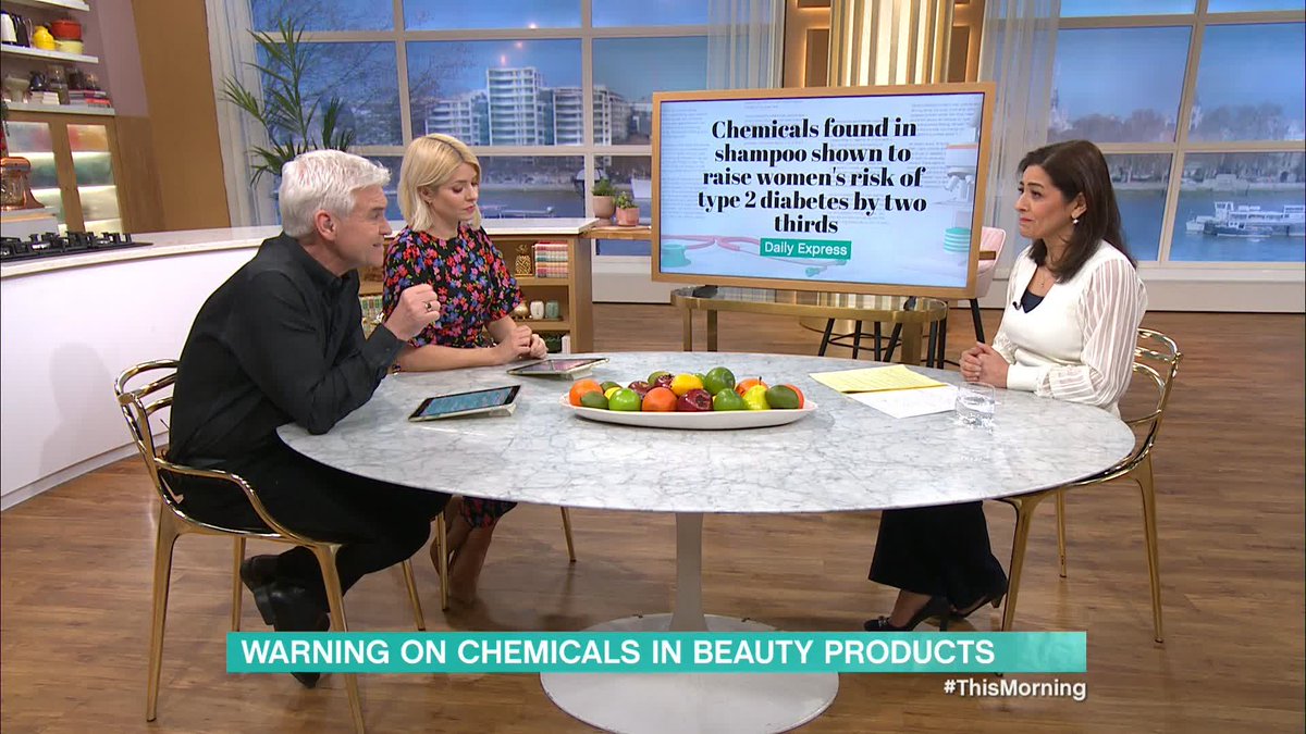 Chemicals found in shampoo and other cosmetics have been shown to raise women's risk of type 2 diabetes by two thirds. Dr Semiya reacts. #ThisMorning