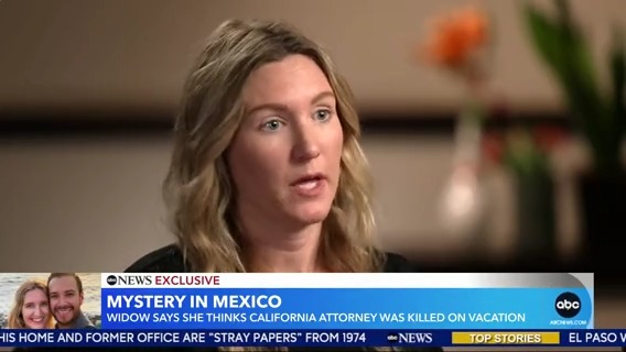 EXCLUSIVE: The wife of a California public defender who died in Mexico last month is revealing new details deepening the mystery surrounding her husband’s death at a resort in Baja California. @mattgutmanabc reports.