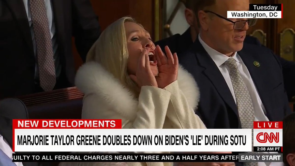 Rep. Marjorie Taylor Greene defends jumping to her feet and yelling "liar" during President Biden's State of the Union address