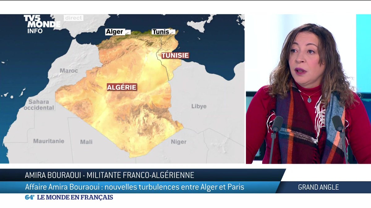 1/4 "Personne ne m'a aidé à quitter l'Algérie". Son départ "illégal" d'Algérie et son retour en France via la Tunisie provoque une nouvelle crise. Dans 64' la journaliste et militante Amira Bouraoui s'exprime pour la première fois. #64 #TV5MONDE #AmiraBouraoui #Algerie