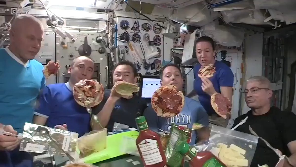 It's #nationalpizzaday! Check out how #astronauts onboard the International Space Station enjoyed an out-of-this-world celebration! #pizzaparty Video credit: ESA