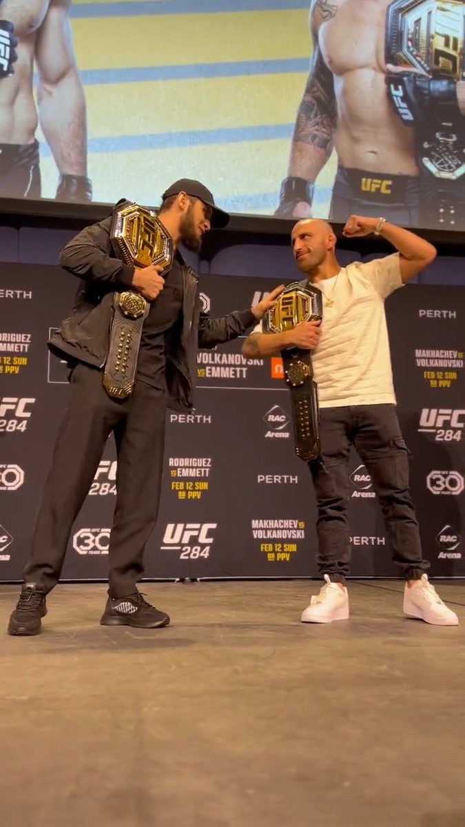 Islam and Volk were sizing each other up 👀 #UFC284