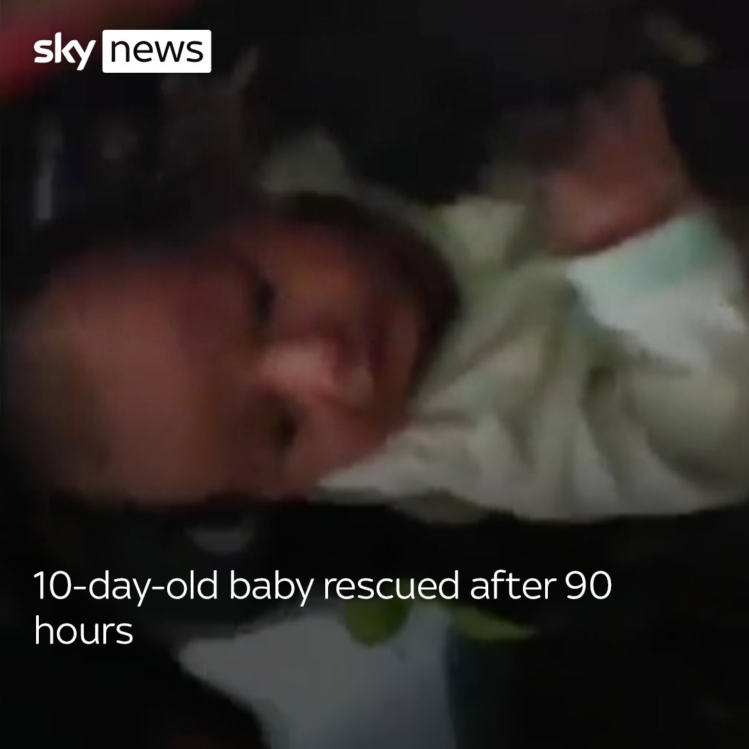 A 10-day-old baby has been rescued 90 hours after the earthquake hit Turkey. Yagiz was pulled from the rubble with her mother by rescue teams in turkey's Hatay province. Latest: