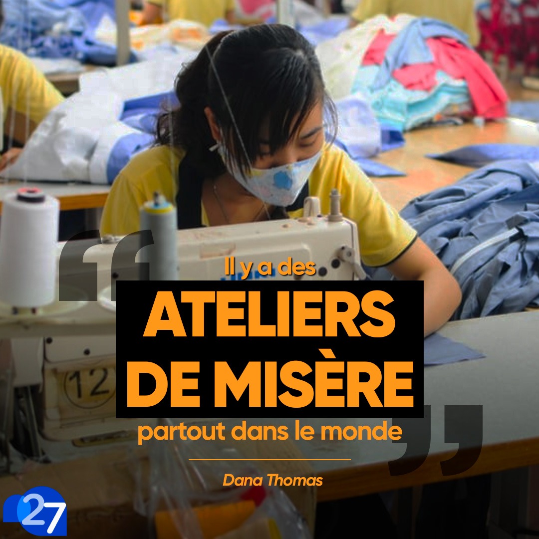 👕👟 Vêtements pas chers = sacrifices humains importants ? Pour Dana Thomas, "ce ne sont pas des emplois que l'on propose, c'est du travail forcé. Des heures supplémentaires non-rémunérées... dans des ateliers de misère." ARTE #27Arte #fastfashion #sweatshops