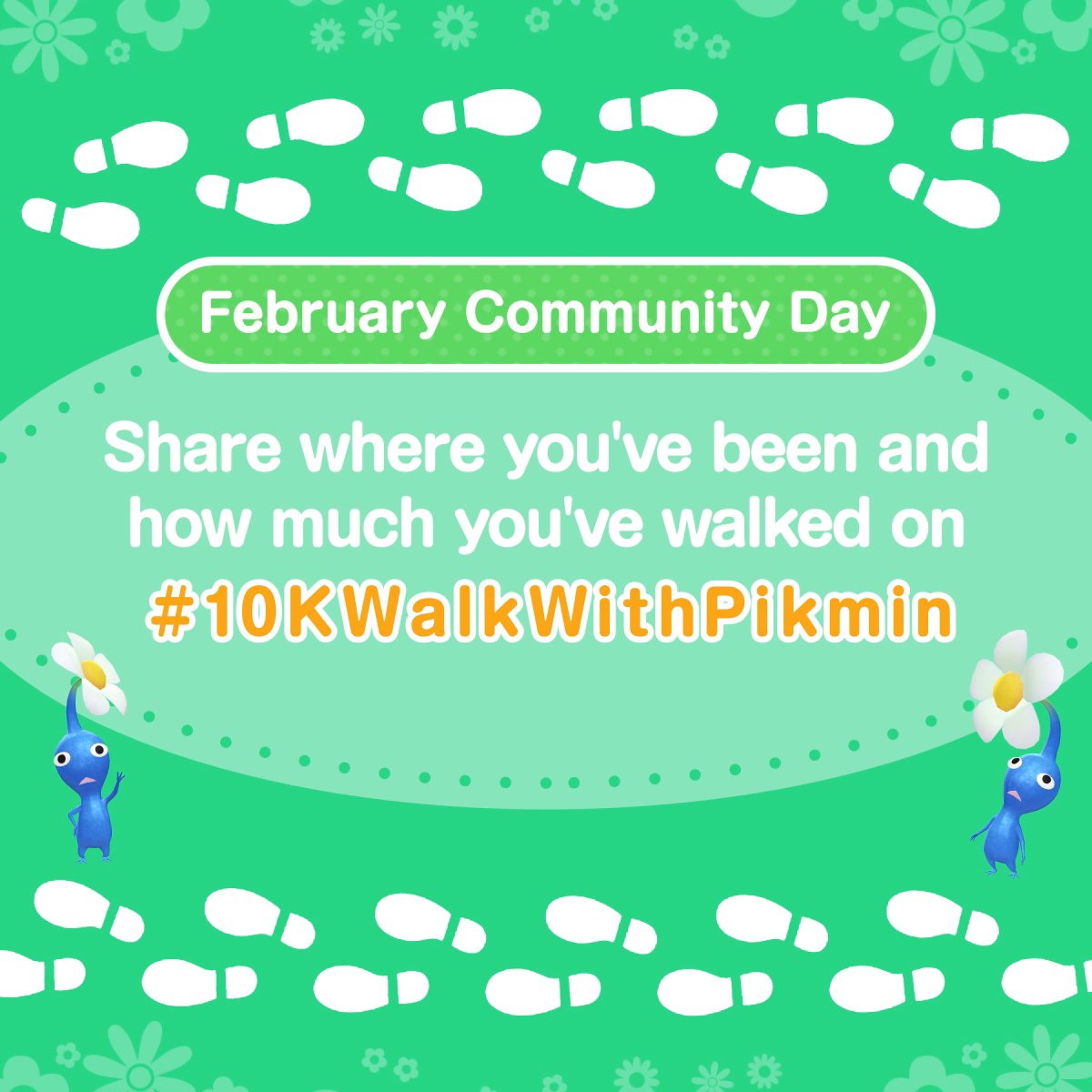 Did you make it to 10,000 steps today? For those of you who are still going strong, keep pushing through to the finish line!💪 Enjoy the rest of #CommunityDay by making beautiful red and white plum blossoms bloom around town🎶 #PikminBloom #10KWalkWithPikmin