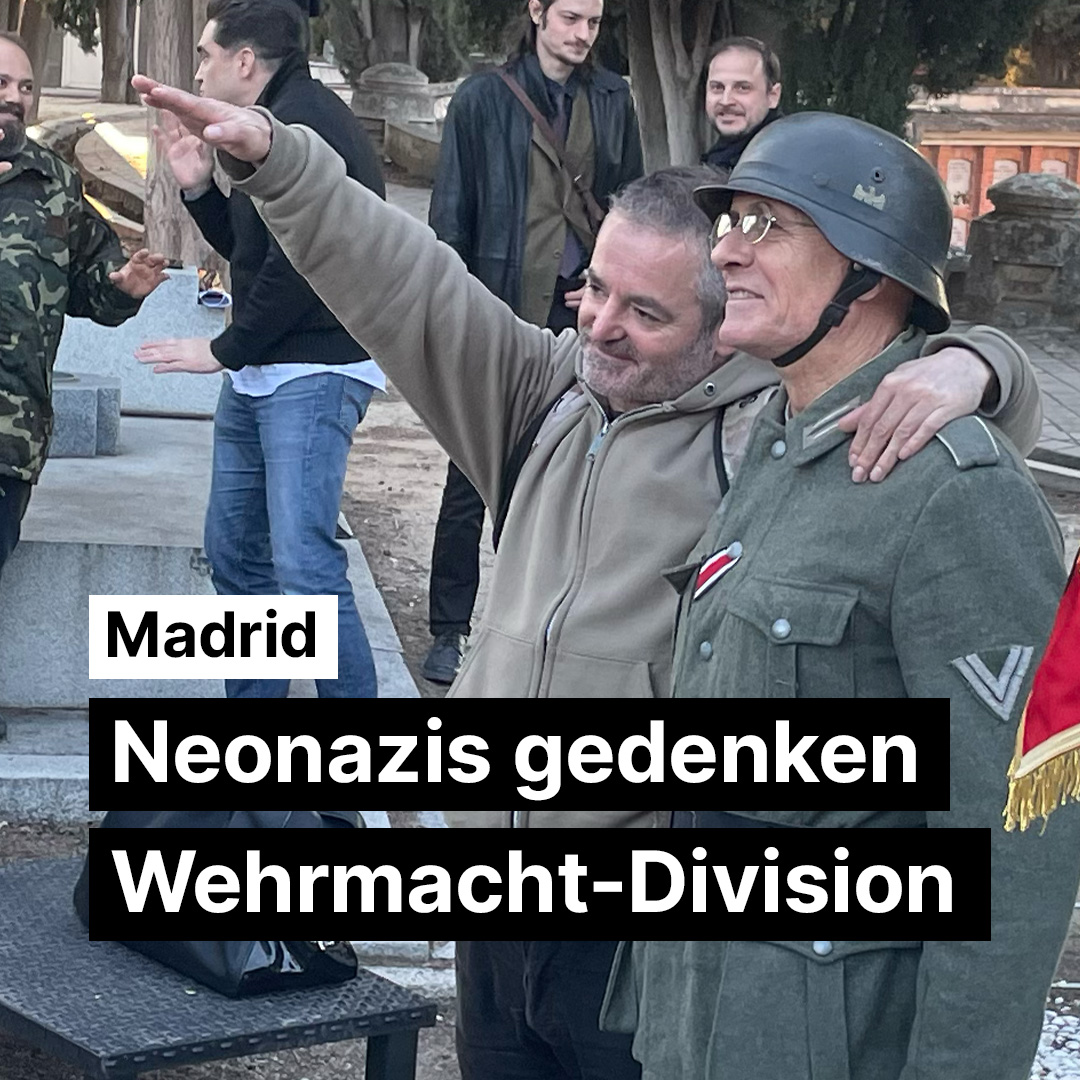 Hakenkreuze und Antisemitismus: In Madrid gedachten an diesem Wochenende rund zweihundert Neonazis der „Blauen Division“, die im Zweiten Weltkrieg für die Wehrmacht kämpfte. #blauedivision #divisionazul