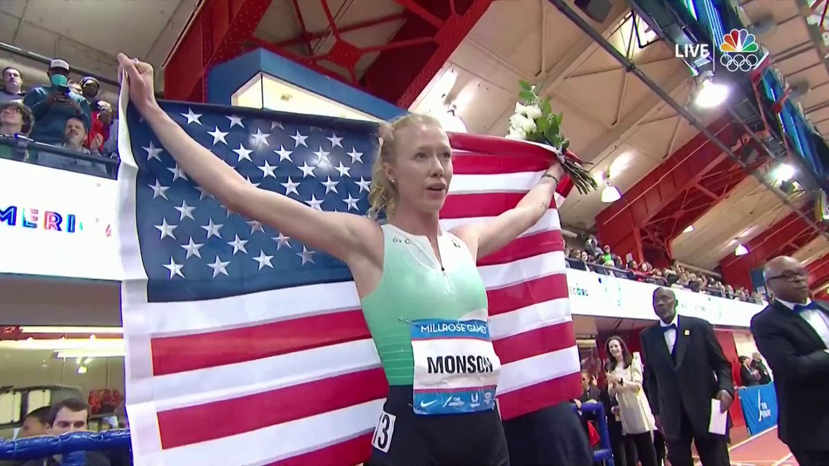 AMERICAN RECORD! Alicia Monson wins the women's 3000m at the #MillroseGames! 📺 : NBC Entertainment and Peacock