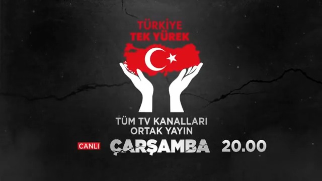#TürkiyeTekYürek Tüm Türkiye yardım seferberliğinde... Çarşamba akşamı 20.00'de ortak yayında buluşuyoruz.