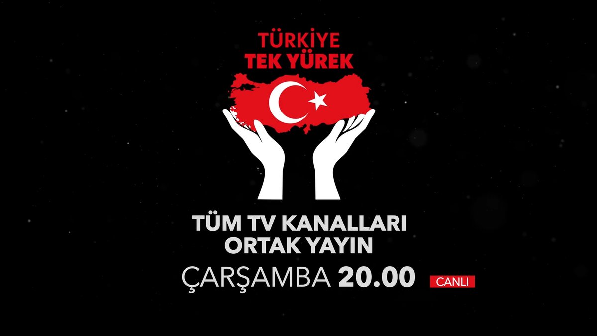 #TürkiyeTekYürek Tüm Türkiye yardım seferberliğinde... Çarşamba akşamı 20.00'de ortak yayında buluşuyoruz.
