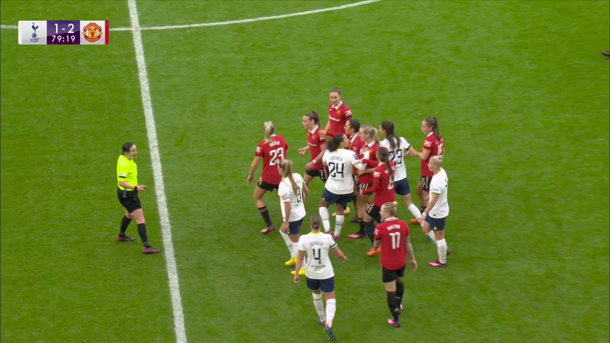 It's all kicking off 🤯 Ella Toone is shown a red card 🟥