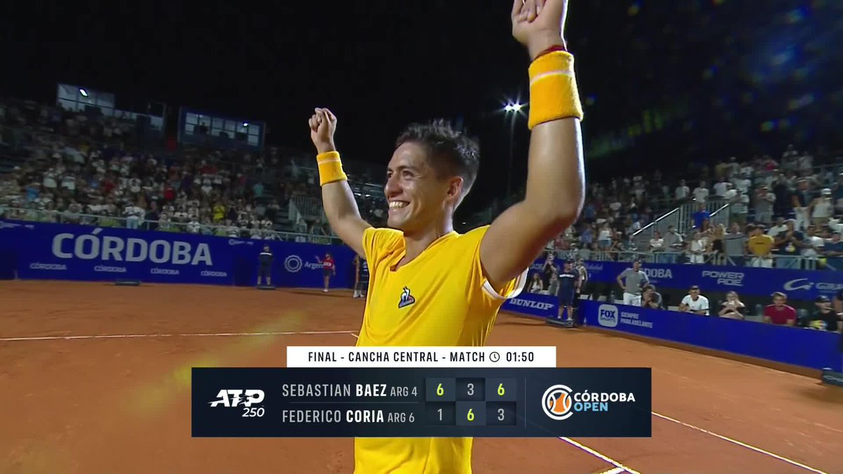 🇦🇷Sebastián Báez vuelve a celebrar 👏 Estoril 2022: 🏆 Córdoba 2023: 🏆 📽️: Tennis TV | @CordobaOpen