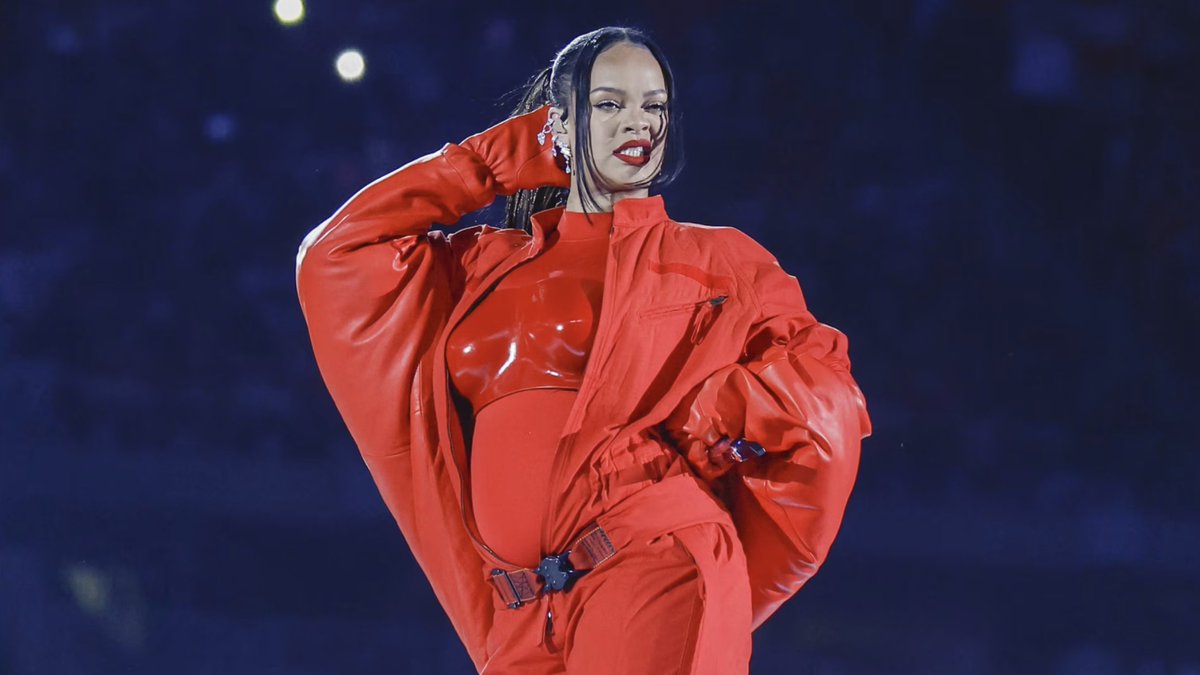 Take a bow, mama! Rihanna confirms she is pregnant during her #SuperBowlLVII halftime show performance.