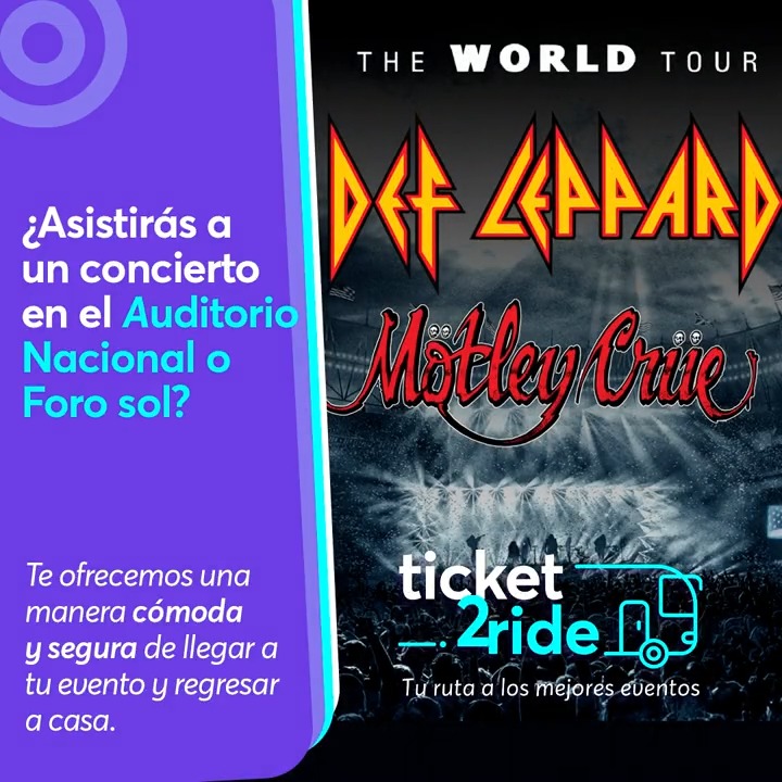 🙌 ¿Asistirás a los conciertos de Ha*Ash o Def Leppard/Mötley Crüe? 😎 Tenemos ida y vuelta con 🚌 #Ticket2ride, para que disfrutes al máximo la experiencia sin preocuparte por encontrar transporte al finalizar el evento. Compra el tuyo aquí 👇