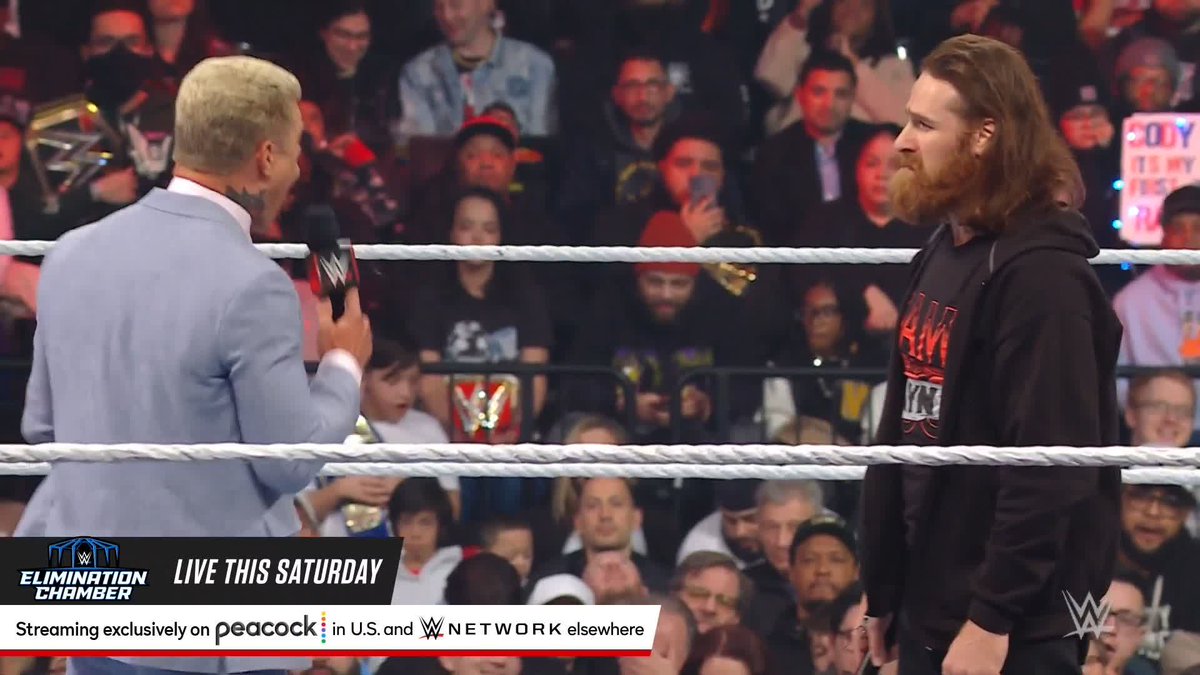 Goosebumps and chills right now after THAT moment on #WWERaw! Cody Rhodes believes in Sami Zayn ahead of #WWEChamber. And THAT is undeniable.