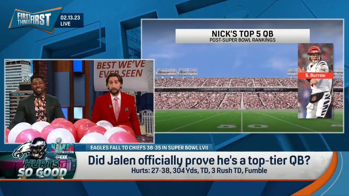 .nick wright updated his QB rankings and Jalen Hurts grabbed a spot! You'll *never* guess who made the Top 5! ⬇️