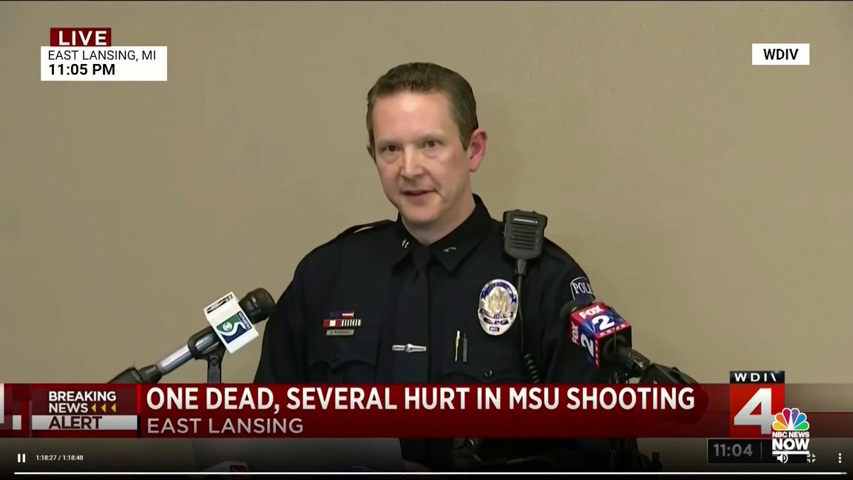 BREAKING: At least 5 people injured at 2 shooting locations on Michigan State University's campus; some victims have life-threatening injuries; suspect is at large and surveillance video is expected to be released shortly, police say.