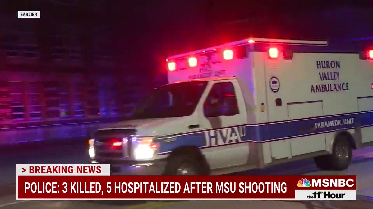 LATEST: Michigan State University shootings, as of 12am ET •Manhunt underway for one suspected gunman •At least 3 people killed and 5 injured in shootings at Michigan State University •Police: "Do not come to campus"