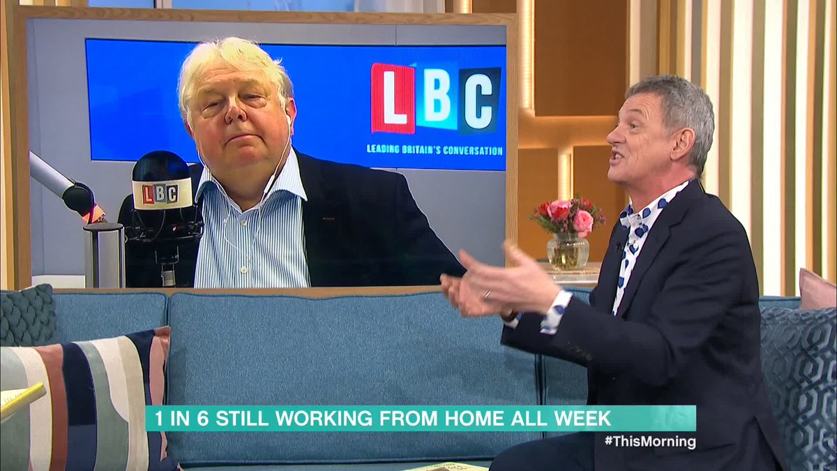 Figures have revealed that 1 in 6 people are still working remotely all week. Do you think that work from home should be abolished? 💻 @Matthew_Wright and Nick Ferrari have their say. #ThisMorning