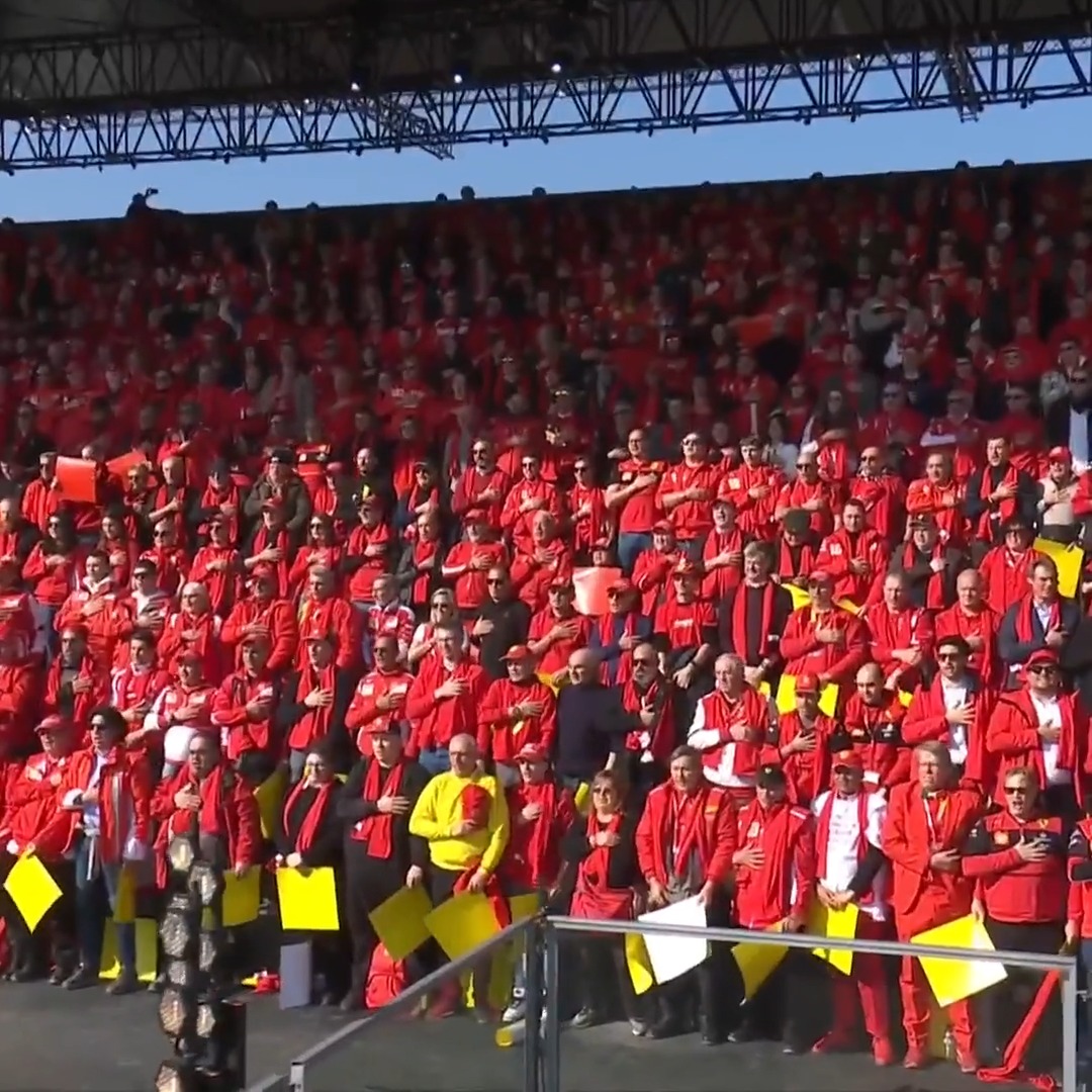 Nobody does passion quite like Scuderia Ferrari HP 😍 Fratelli d'Italia blasts out over Maranello, with an army of Tifosi providing the vocals! #F1