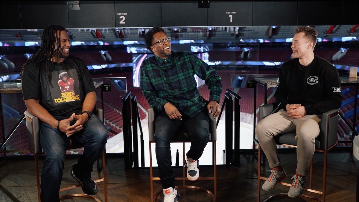 Meeker Guerrier hosted a chat between Jordan Harris and Georges Laraque to talk about their experiences in hockey as part of #BlackHistoryMonth. 🎥 Watch the entire interview » #GoHabsGo