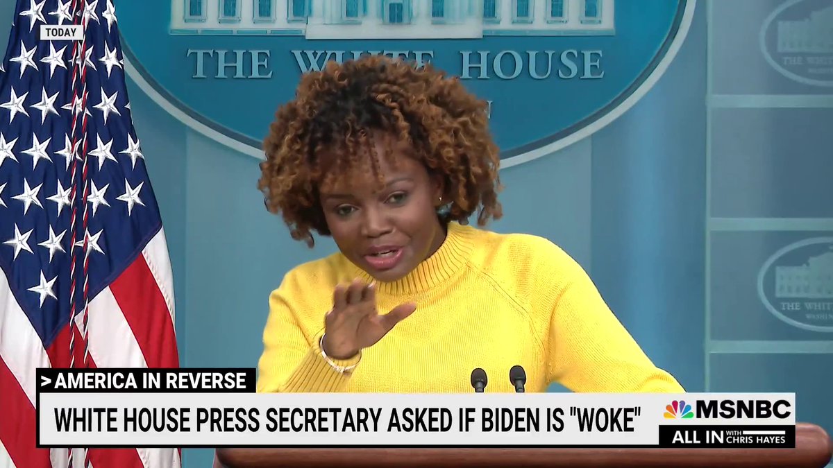 Reporter: "Is President Biden woke?" White House press secretary: "Let me tell you what the president cares about and what's important to this president. The president doesn't concern himself about what Republicans are trying to do in creating political stunts."