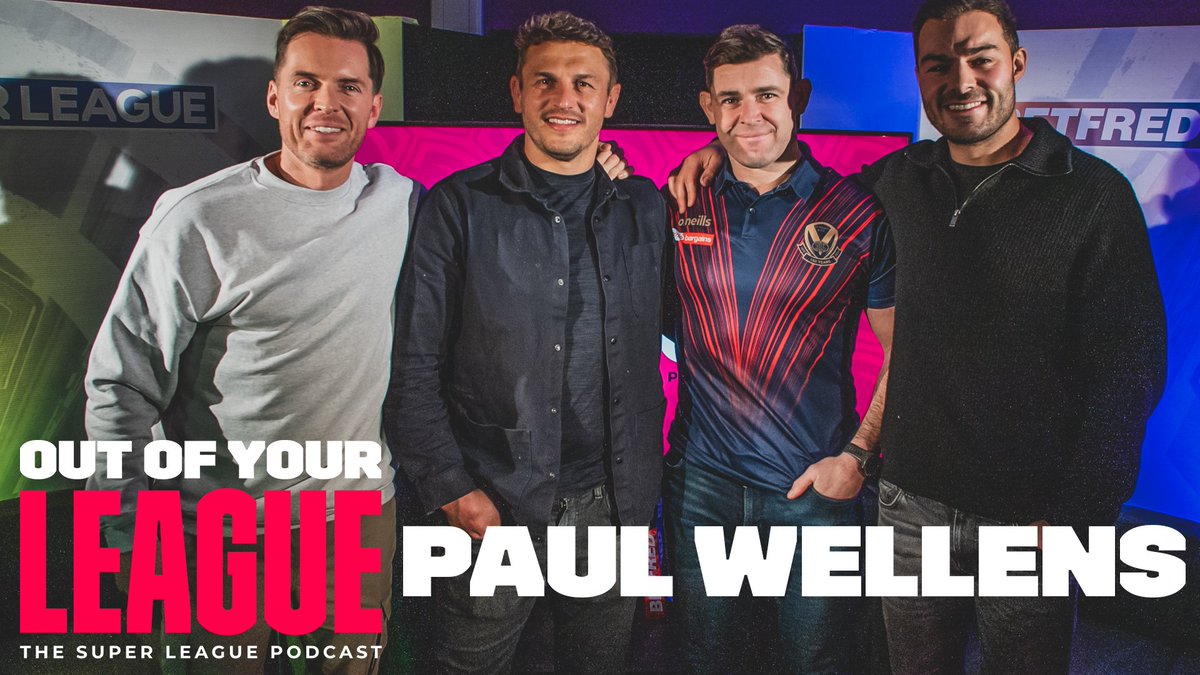The Out Of Your League podcast returns tonight 🙌 First up, St.Helens R.F.C. head coach Paul Wellens joins 𝐖𝐢𝐥𝐥 𝐏𝐞𝐫𝐫𝐲, Mark Flanagan & Jon Wilkin 💪 Available to download and watch on YouTube & #OurLeague from 7pm 🎙️ #SuperLeague