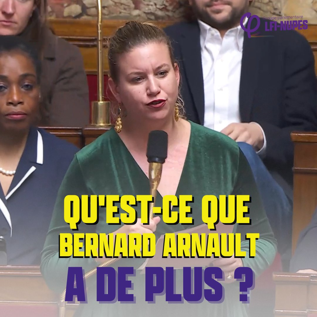 Qu'est-ce que Bernard Arnault a de plus ? Qu'est-ce qu'il a de plus que Djamila, aide à domicile, genoux cassés, qui prend 2 ans ferme ? Qu'a-t-il de plus qui justifie de taxer 2 ans de vie à des millions de gens plutôt que la fortune des milliardaires ? #DirectAN #retraites