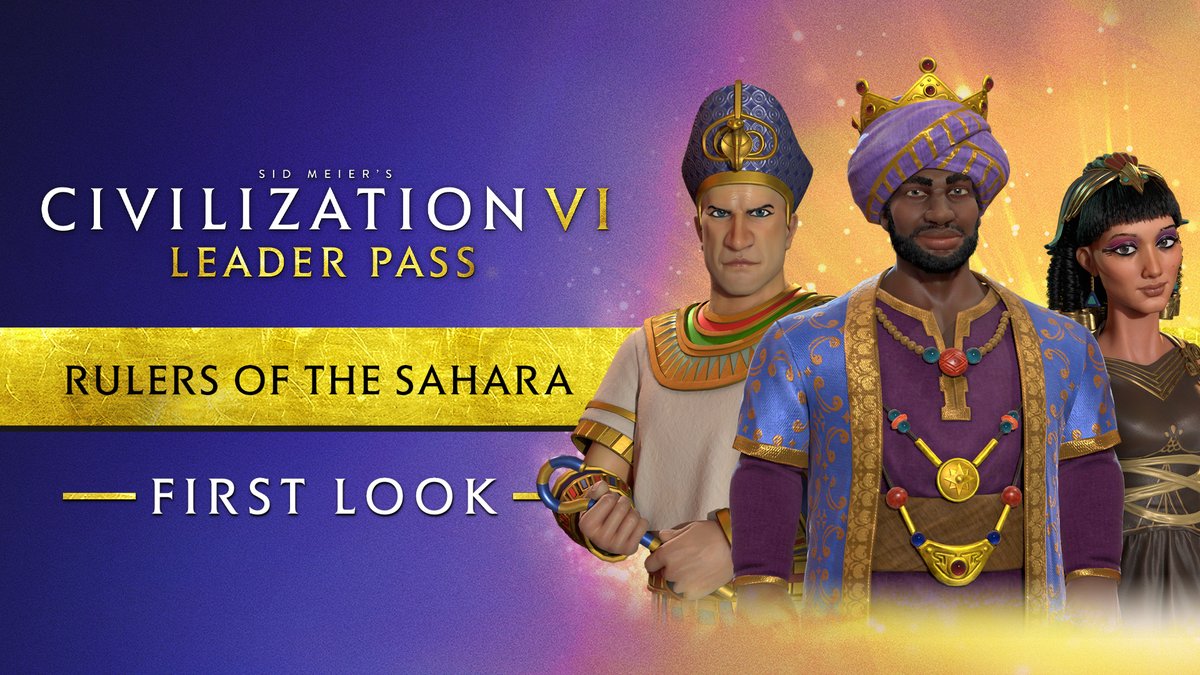 The Great Desert needs great leaders. ☀️ Get a FIRST LOOK at the 𝗥𝗨𝗟𝗘𝗥𝗦 𝗢𝗙 𝗧𝗛𝗘 𝗦𝗔𝗛𝗔𝗥𝗔 before they join Civ tomorrow! 👉
