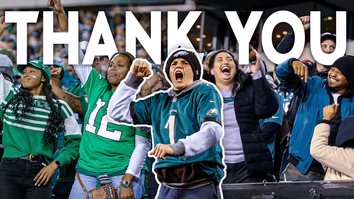 Together, together, together. Through the double-digit sacks, thousands of yards gained, and thousands more miles traveled - you made the difference. The world knows there are no fans like Eagles fans. #ItsAPhillyThing | #FlyEaglesFly