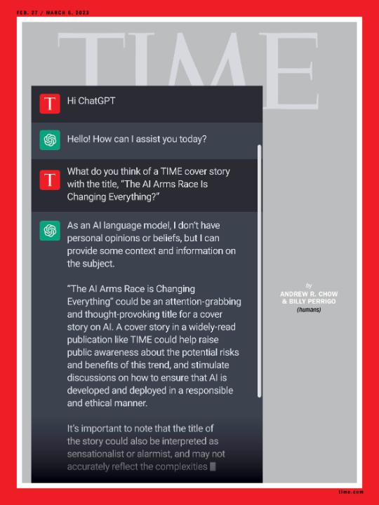 TIME's new cover: The AI arms race is on. Start worrying
