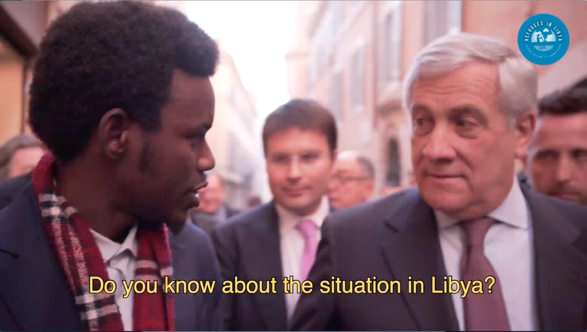 Our spokesperson @Yambiodavid meets Antonio Tajani. Does he deny our pain and deaths, does he disregard human rights violations in Libya? What are the good results he’s aiming for in Libya? He &amp; Giorgia Meloni went to Libya but they never mentioned human rights violations ⤵️