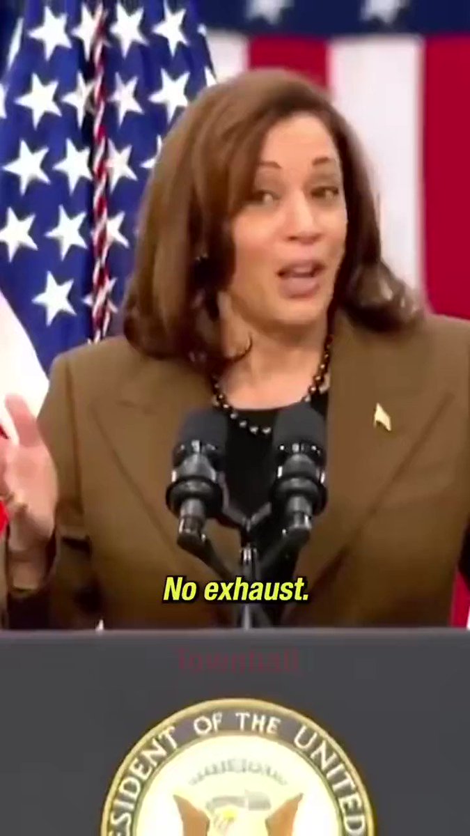 Kamala Harris lauds the benefits of driving an electric vehicle: you can charge your phone using a USB outlet.