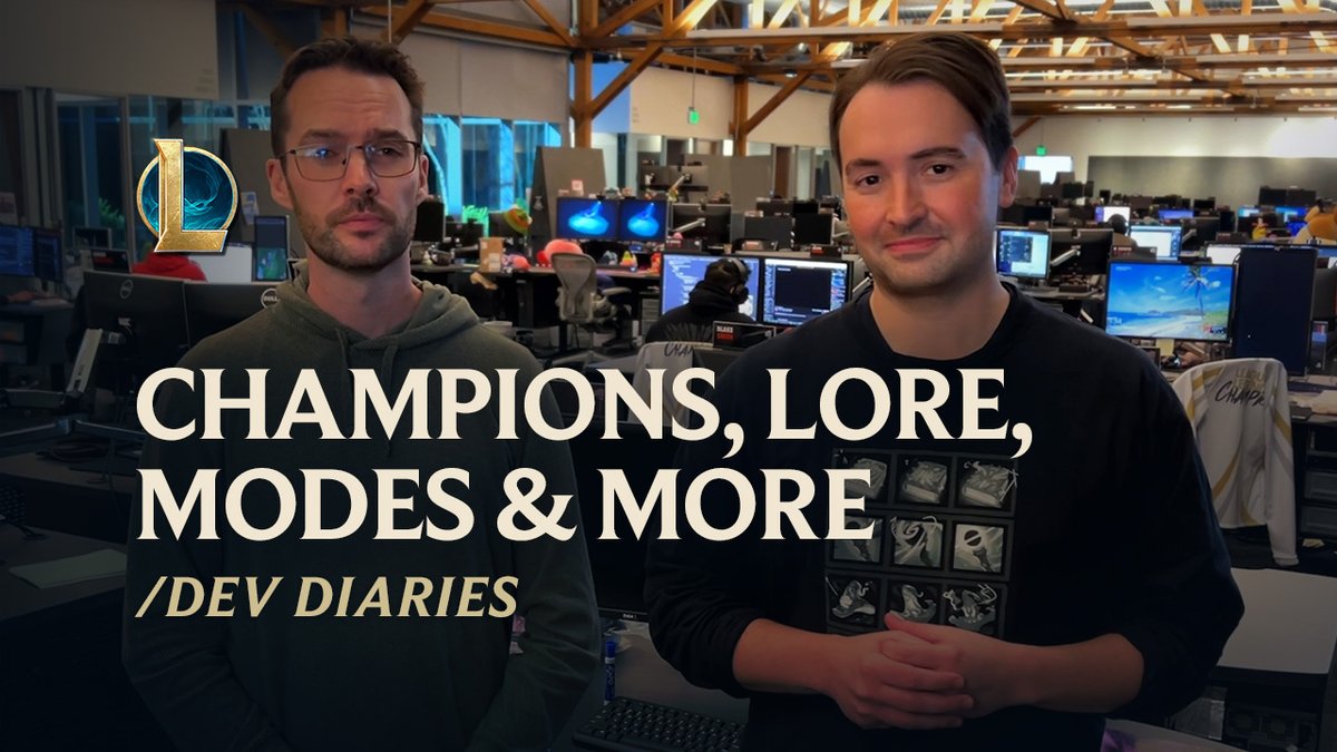 .@RiotBrightmoon and Andrei van Roon are back with an update on League: 🧚New Champions 💲Updated champ pricing 🍄🦵Two new ASUs 📖Lore 🥊Modes ⚔️& More Can’t watch now? That’s fine, check the thread for a TL;DW 🧵