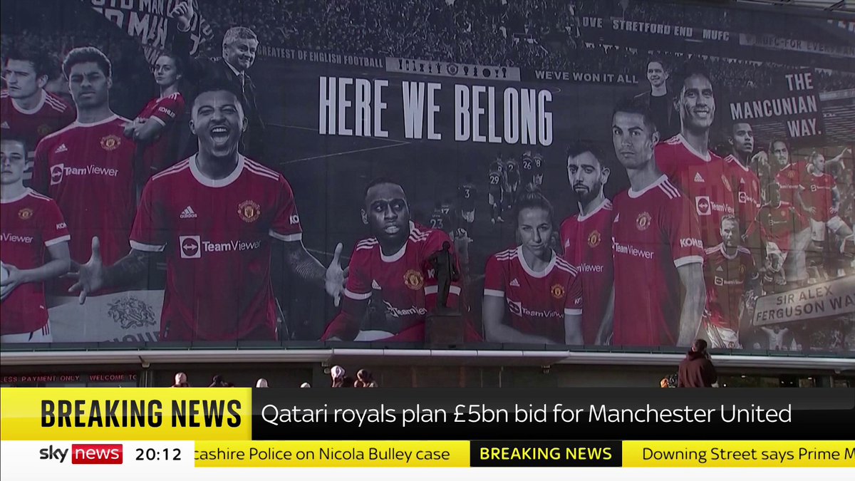 BREAKING: Qatari royals plan a £5bn bid for Manchester United The bidding war has a soft deadline of Friday, February 17 📺 Sky 501, Virgin 602, Freeview 233 and YouTube