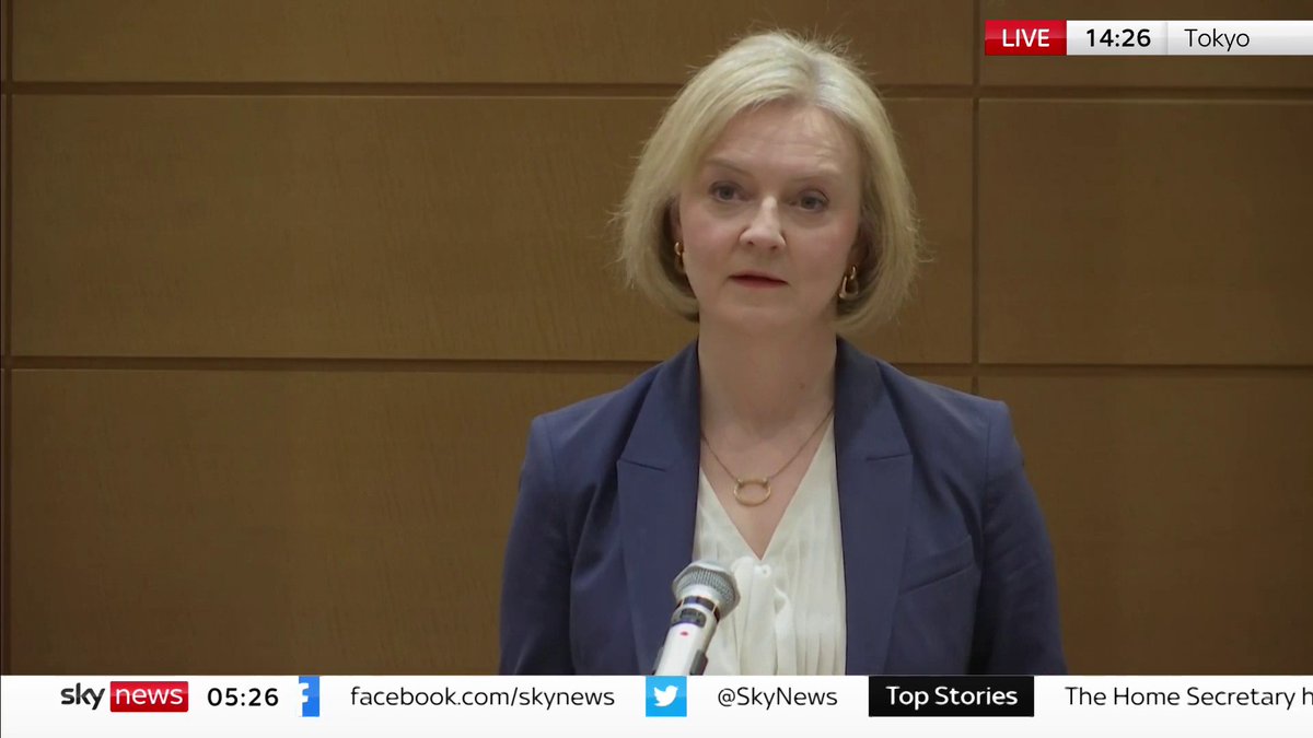 "The free world is in danger." Liz Truss says "we're living in very turbulent economic times, right through from the shock of the financial crisis, through to the COVID crisis that we're still recovering from". 📺 Sky 501, Freeview 233 and YouTube