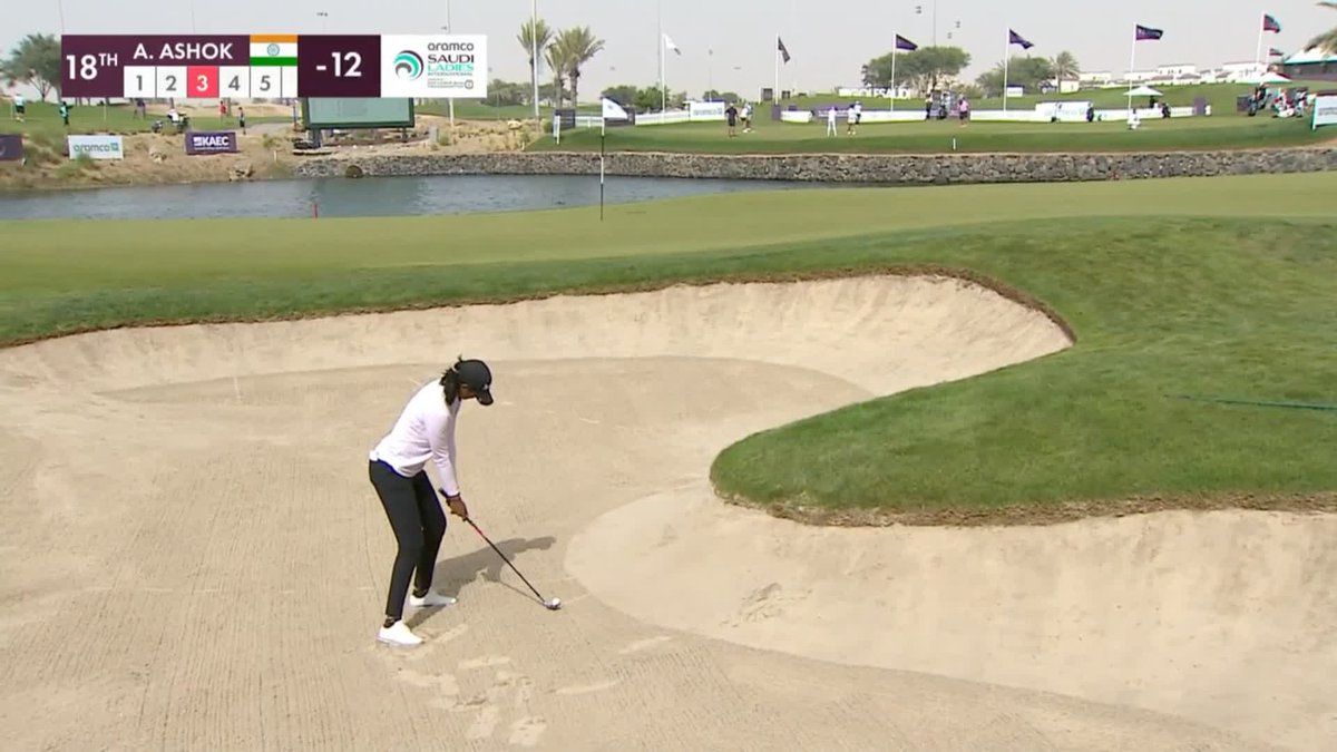 ASHOK WITH THE HOLE OUT EAGLE! 🦅 Aditi Ashok posts the most outrageous back nine you'll ever see to take her to -14! 🤯 #RaiseOurGame | #AramcoSaudiLadiesIntl