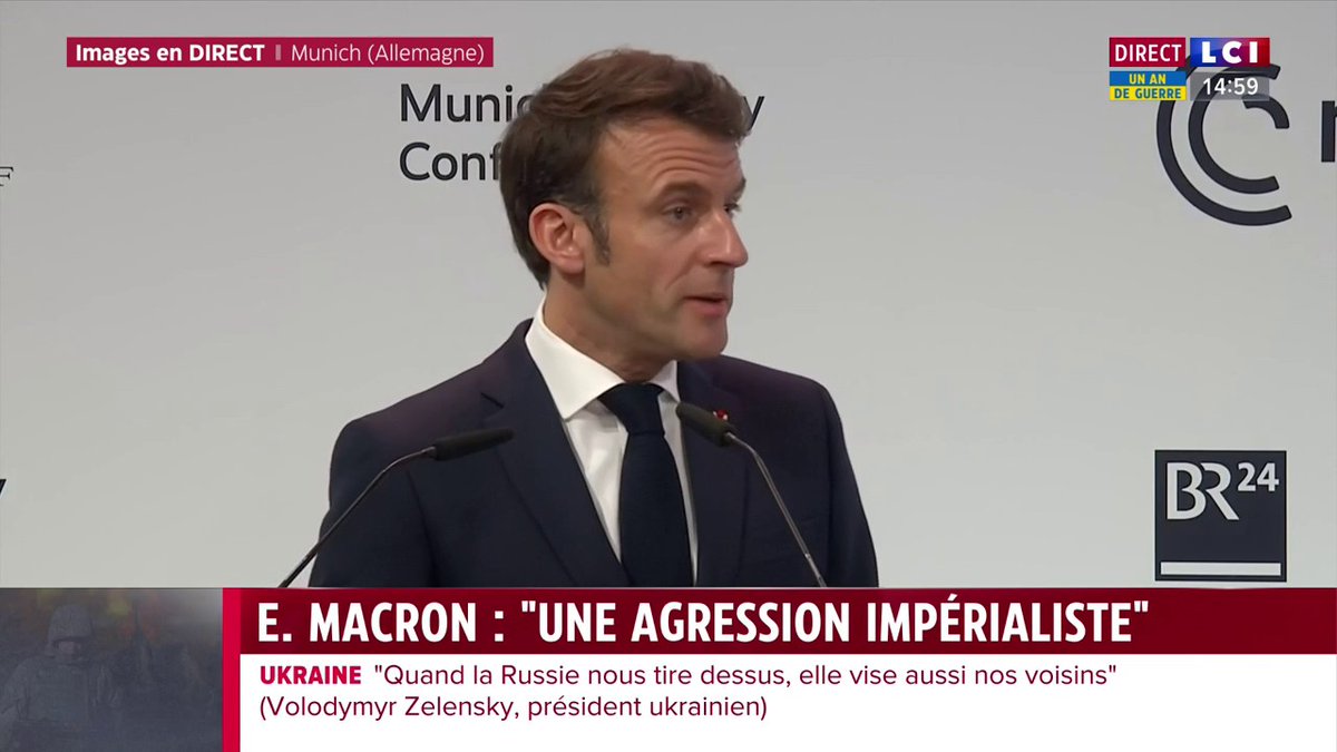 "La Russie est puissance du désordre" mondial, estime Emmanuel Macron."Aucun d'entre nous ne changera la géographie de la Russie, elle sera toujours sur le sol européen [...] Mais aujourd'hui l'heure n'est pas au dialogue car nous avons une Russie qui a choisi la guerre"