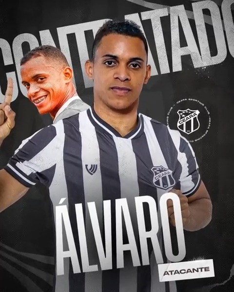 CARA NOVA NO VOZÃO! 🏁 O atacante Álvaro é a mais nova contratação alvinegra para a temporada 2023. Seja bem-vindo! 👊 ⚫ ⚪ 📲 Saiba mais em #CearáSC #Vozão