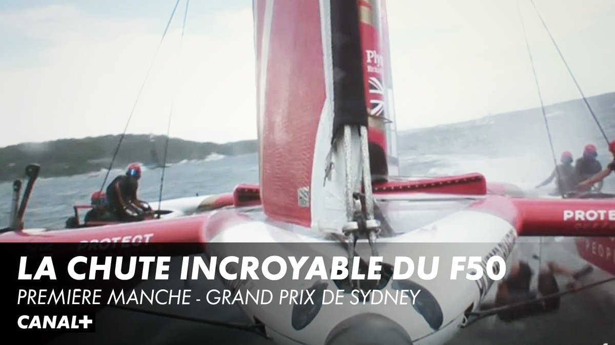 Les images hallucinantes de la chute d'un des membres du bateau britannique #AustraliaSGP #SailGPFRA #SailGP
