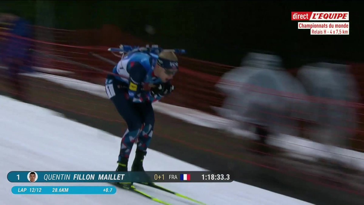 NOS BIATHLÈTES SUR LE TOIT DU MONDE 👑 Antonin Guigonnat, Fabien Claude, Émilien Jacquelin, Quentin Fillon-Maillet, sont champions du monde. 🥇 Merci pour les frissons 💙