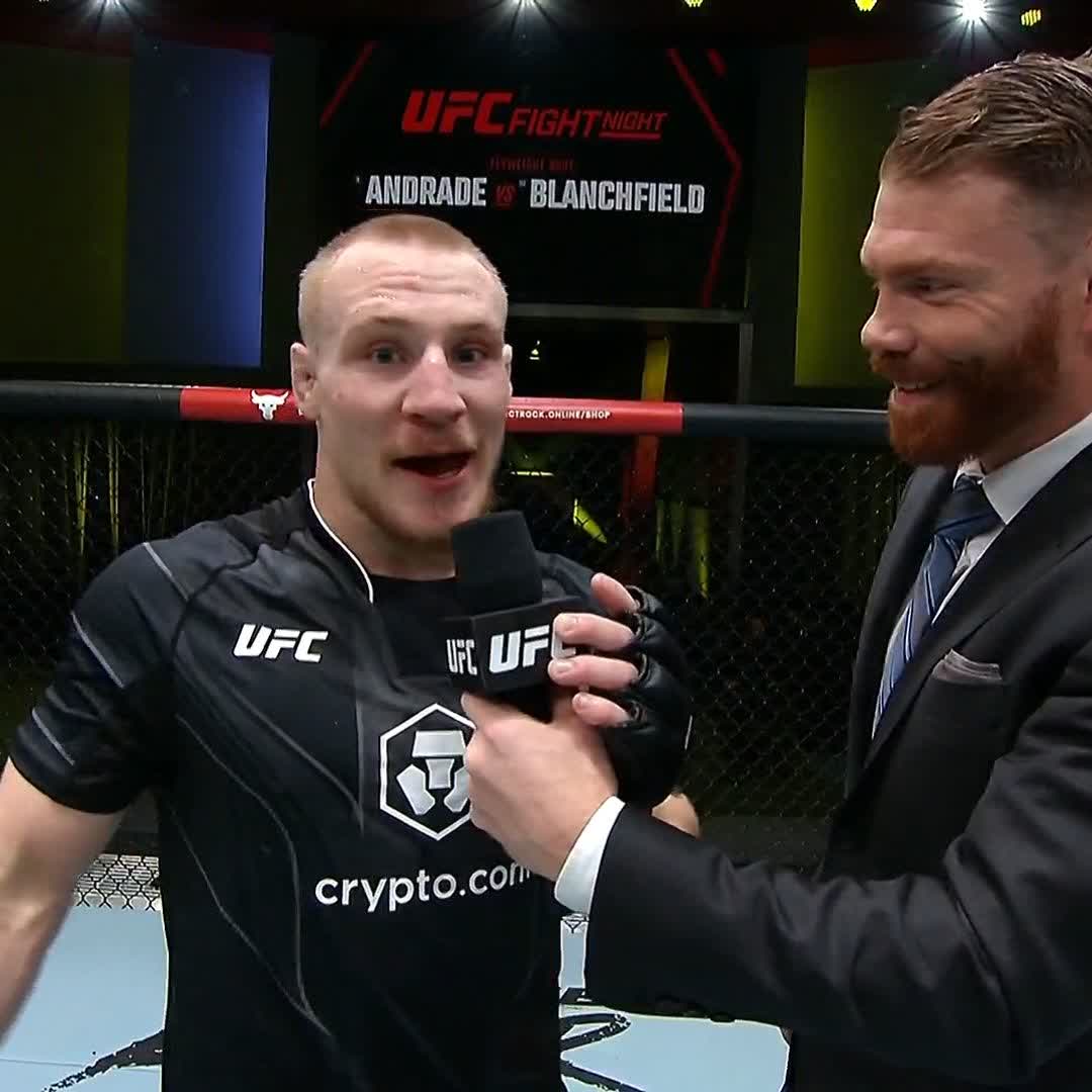 "Believe in you!" AJ Fletcher with an inspirational message after his first UFC victory 👏 #UFCVegas69
