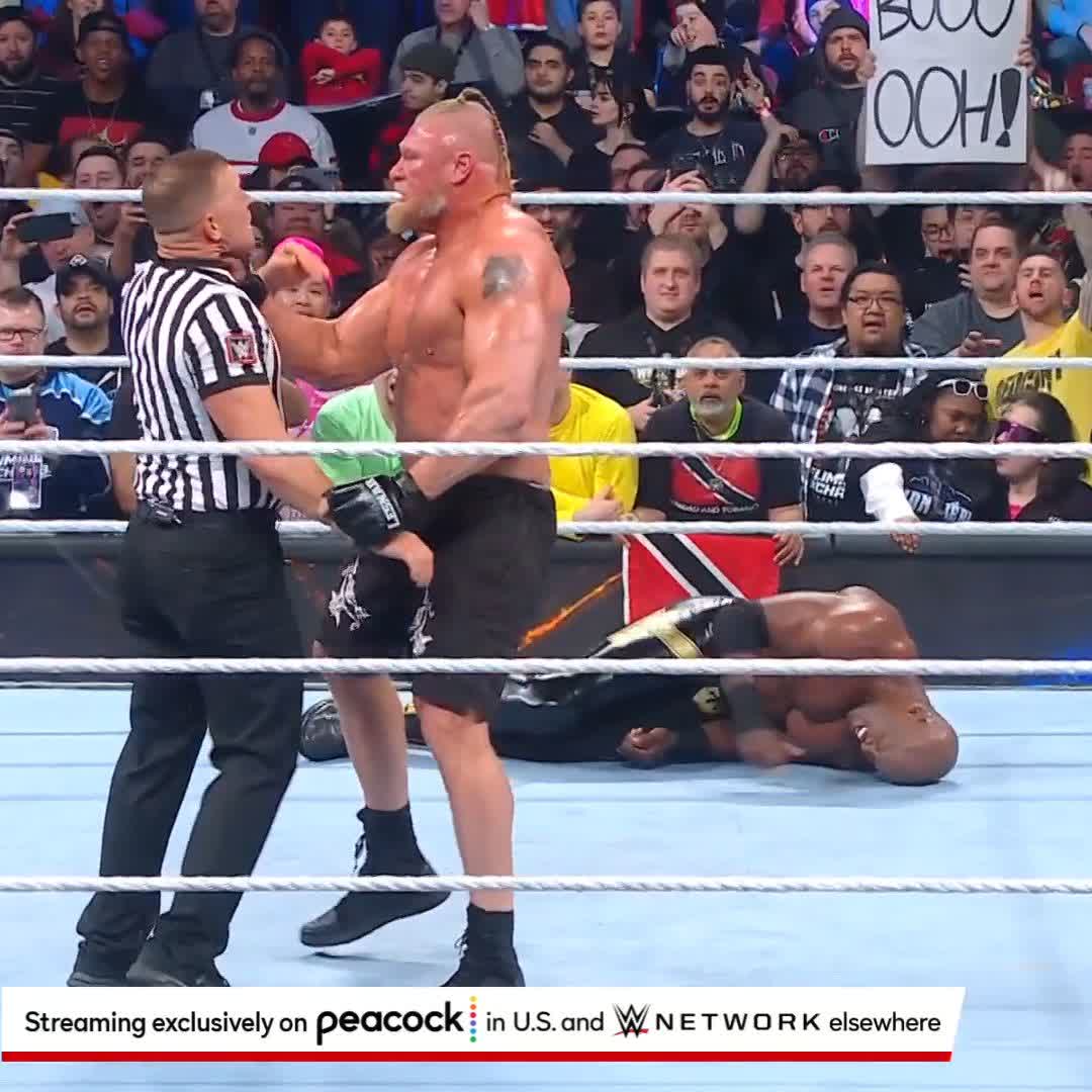 NOBODY is safe from a Brock Lesnar F-5 at #WWEChamber!